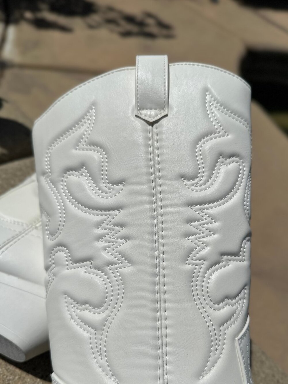 New Pure White Pointed Toe Cowboy/Cowgirl Western Boots Mid-Calf Low Block Heel - Picture 7 of 7